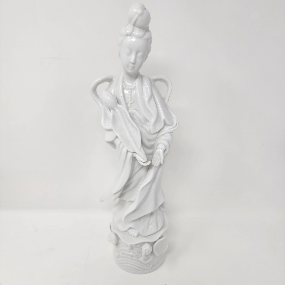 Homco 1426 Porcelain Guanyin Figurine 12" White Kwan Yin Goddess of Mercy Statue